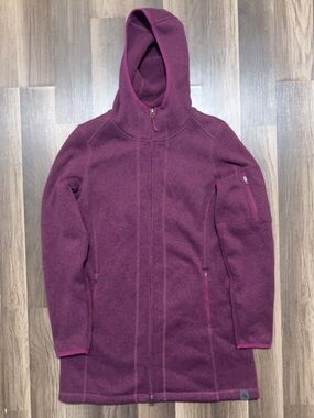 L.L.BEAN Womens S Reg Fleece Hooded Coat Jacket Purple
